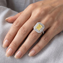 Afbeelding in Gallery-weergave laden, Authentiek Pavé Gele Kanarie Diamant Halo Ring 2,50 karaat