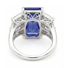 Afbeelding in Gallery-weergave laden, Baguette Diamond 3 Stone Ring Stralende lichtblauwe saffier 2,50 karaat