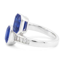 Afbeelding in Gallery-weergave laden, Baguette Diamond Asscher Sapphire Ring Bezel & Channel Set 4,50 karaat