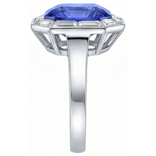 Afbeelding in Gallery-weergave laden, Baguette Diamond Halo Stralende Blauwe Saffier Ring 3,50 karaat 14K goud