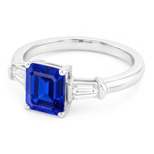 Afbeelding in Gallery-weergave laden, Baguette Diamond Three Stone Emerald Shaped Ring 1,25 karaat