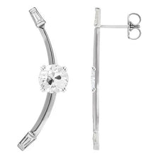 Afbeelding in Gallery-weergave laden, Baguette natuurlijke diamant & kussen Oude Mijnwerker hangoorbellen witgoud 5 karaat