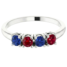 Afbeelding in Gallery-weergave laden, echte round saffier 0.80karaat eternity ring zijaanzicht