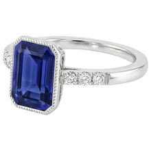 Afbeelding in Gallery-weergave laden, Bezel set blauwe saffier Natuurlijke echte diamanten ( niet in een laboratorium gekweekt ) ring 2,50 karaat vintage stijl