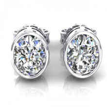 Afbeelding in Gallery-weergave laden, GIA-gecertificeerd Echte Bezel Set Ronde Geslepen Echt Diamant 3,00 Karaat Dames Oorknopjes Wit Goud
