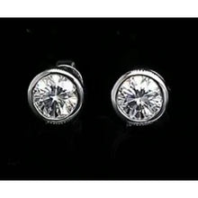 Afbeelding in Gallery-weergave laden, Bezel Set Solitaire 1 Karaat Ronde Echt Diamanten Oorknopjes Fijne Sieraden