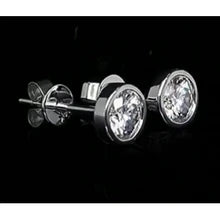 Afbeelding in Gallery-weergave laden, Bezel Set Solitaire 1 Karaat Ronde Echt Diamanten Oorknopjes Fijne Sieraden