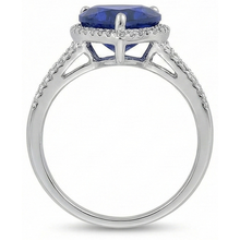 Afbeelding in Gallery-weergave laden, Grote Hart Sri Lanka Kleur Blauwe Saffier IGI GECERTIFICEERDE Diamanten Verlovingsring 5.75 Karaat