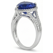 Afbeelding in Gallery-weergave laden, Grote Hart Sri Lanka Kleur Blauwe Saffier IGI GECERTIFICEERDE Diamanten Verlovingsring 5.75 Karaat