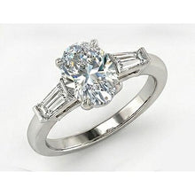 Afbeelding in Gallery-weergave laden, Drie-Steen Ring 14K Witgoud met Diamant – vooraanzicht
