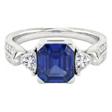 Afbeelding in Gallery-weergave laden, echte asscher diamant 2.50karaat ring bovenaanzicht
