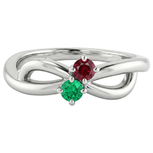 Afbeelding in Gallery-weergave laden, Birma Ruby 0,30 Karaat Groene Emerald Infinity Twist Edelsteen Ring