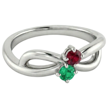 Afbeelding in Gallery-weergave laden, Birma Ruby 0,30 Karaat Groene Emerald Infinity Twist Edelsteen Ring