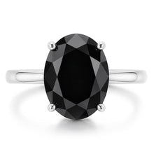 Afbeelding in Gallery-weergave laden, Verlovingsring met zwarte diamant 3,5 karaat natuurlijke peervormige solitair kathedraal 14k witgoud