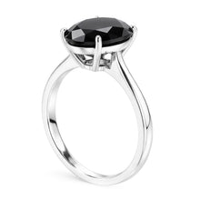 Afbeelding in Gallery-weergave laden, Verlovingsring met zwarte diamant 3,5 karaat natuurlijke peervormige solitair kathedraal 14k witgoud