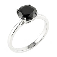 Afbeelding in Gallery-weergave laden, Zwarte diamant verlovingsring 3,5 karaat echte ronde solitair glad 14k witgoud