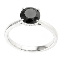Afbeelding in Gallery-weergave laden, Zwarte diamant verlovingsring 3,5 karaat echte ronde solitair glad 14k witgoud