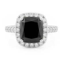 Afbeelding in Gallery-weergave laden, Zwarte diamant verlovingsring 5 karaat echte radiant halo 14k witgoud