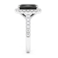 Afbeelding in Gallery-weergave laden, Zwarte diamant verlovingsring 5 karaat echte radiant halo 14k witgoud
