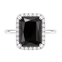 Afbeelding in Gallery-weergave laden, Zwarte Diamanten Sieraden 3,5 Karaat Echte Radiant Halo Ring 14K Witgoud