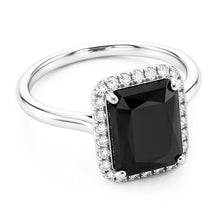 Afbeelding in Gallery-weergave laden, Zwarte Diamanten Sieraden 3,5 Karaat Echte Radiant Halo Ring 14K Witgoud