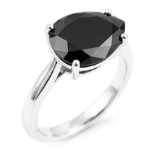 Afbeelding in Gallery-weergave laden, Zwarte diamanten sieraden 5 karaat echte peervormige solitaire meskant ring 14k witgoud