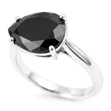 Afbeelding in Gallery-weergave laden, Zwarte diamanten sieraden 5 karaat echte peervormige solitaire meskant ring 14k witgoud