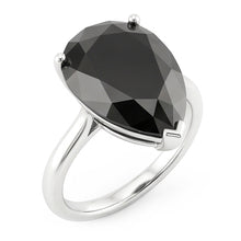 Afbeelding in Gallery-weergave laden, Zwarte Diamant Sieraden 5 Karaat Echte Peervormige Solitairering 14K Witgoud