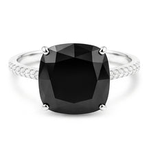 Afbeelding in Gallery-weergave laden, Zwarte Diamant Sieraden 6 Karaat Echte Kussengeslepen Solitairering 14K Witgoud