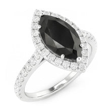 Afbeelding in Gallery-weergave laden, Zwarte Diamant Sieraden 6 Karaat Echte Marquise Halo Ring 14K Witgoud