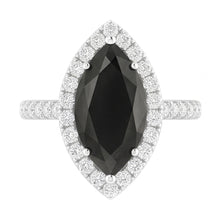 Afbeelding in Gallery-weergave laden, Zwarte Diamant Sieraden 6 Karaat Echte Marquise Halo Ring 14K Witgoud
