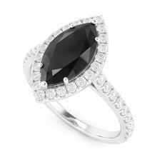 Afbeelding in Gallery-weergave laden, Zwarte Diamant Sieraden 6 Karaat Echte Marquise Halo Ring 14K Witgoud