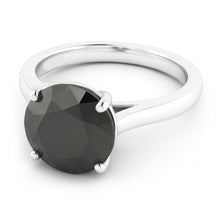Afbeelding in Gallery-weergave laden, Trouwring met zwarte diamant 3,5 karaat echte ronde solitair kathedraal 14K witgoud