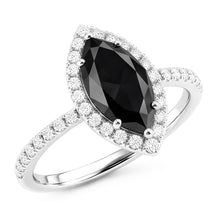 Afbeelding in Gallery-weergave laden, Zwarte Diamant Trouwring 4 Karaat Echte Marquise Halo 14K Witgoud
