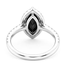 Afbeelding in Gallery-weergave laden, Zwarte Diamant Trouwring 4 Karaat Echte Marquise Halo 14K Witgoud