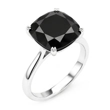Afbeelding in Gallery-weergave laden, Trouwring met echte zwarte diamant 5 karaat kussenslijpsel solitair kathedraal 14k witgoud