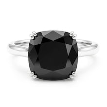 Afbeelding in Gallery-weergave laden, Trouwring met echte zwarte diamant 5 karaat kussenslijpsel solitair kathedraal 14k witgoud