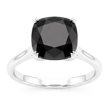 Afbeelding in Gallery-weergave laden, Trouwring met echte zwarte diamant 5 karaat kussenslijpsel solitair kathedraal 14k witgoud
