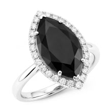 Afbeelding in Gallery-weergave laden, Verlovingsring met zwarte diamant 3 karaat echte marquise halo 14K witgoud