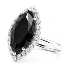 Afbeelding in Gallery-weergave laden, Verlovingsring met zwarte diamant 3 karaat echte marquise halo 14K witgoud