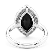 Afbeelding in Gallery-weergave laden, Verlovingsring met zwarte diamant 3 karaat echte marquise halo 14K witgoud