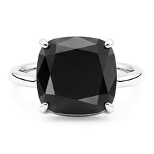 Afbeelding in Gallery-weergave laden, Zwarte diamant verlovingsring 5 karaat natuurlijk kussengeslepen solitair glad 14K Witgoud