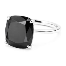 Afbeelding in Gallery-weergave laden, Zwarte diamant verlovingsring 5 karaat natuurlijk kussengeslepen solitair glad 14K Witgoud