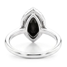Afbeelding in Gallery-weergave laden, Zwarte diamanten ring 11 karaat echte marquise halo 14k witgoud