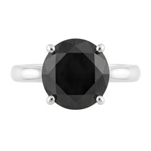 Afbeelding in Gallery-weergave laden, Ring met zwarte diamant 3,5 karaat natuurlijke ronde solitair mesrand 14K witgoud