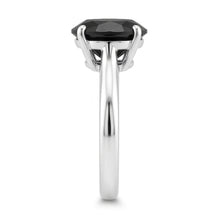 Afbeelding in Gallery-weergave laden, Ring met zwarte diamant 3,5 karaat natuurlijke ronde solitair mesrand 14K witgoud