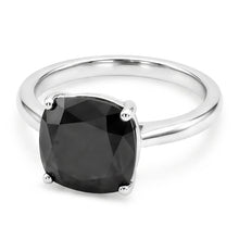 Afbeelding in Gallery-weergave laden, Zwarte diamanten ring 3,75 karaat natuurlijk kussenslijpsel solitair 14K witgoud