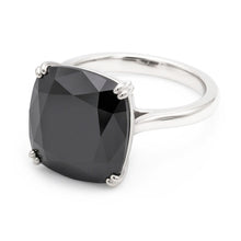 Afbeelding in Gallery-weergave laden, Zwarte diamanten ring 6 karaat natuurlijke kussengeslepen solitair 14k witgoud