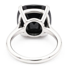Afbeelding in Gallery-weergave laden, Zwarte diamanten ring 6 karaat natuurlijke kussengeslepen solitair 14k witgoud
