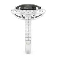 Afbeelding in Gallery-weergave laden, Zwarte diamanten ring 6 karaat natuurlijke peervorm halo 14k witgoud
